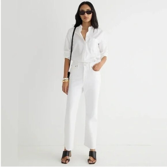 J Crew Slim Demi Boot Cut Jeans in White High Rise Stretch Clean Hem size 27 - Picture 1 of 14